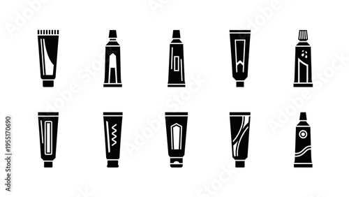 Black and white cosmetic product icons.