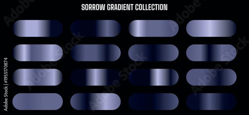 Sorrow Gradient Collection Vector Set: 16 Dark Blue and Purple Metallic Gradients for UI Design