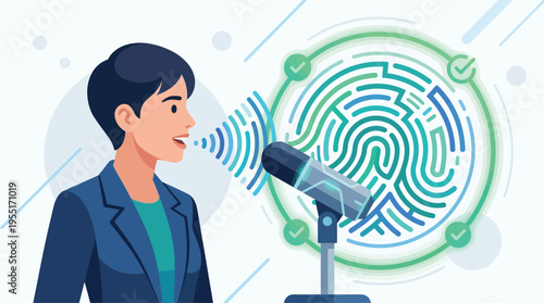 Woman Speaking into Microphone Closeup.