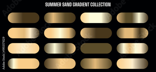 Summer Sand Gradient Collection Vector Set of 16 Brown and Beige Color Swatches for Design