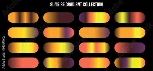 Sunrise Gradient Collection Vector Set of 16 Horizontal Color Blends for Web Design and Backgrounds