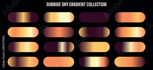 Sunrise Sky Gradient Collection Vector Set with 16 Modern Color Palettes for Web Design and UI