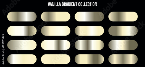 Vanilla Gradient Collection Vector: Set of 16 Creamy Gold and Beige Metallic Swatches for Design