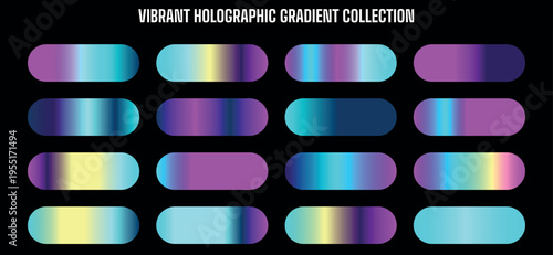 Vibrant Holographic Gradient Collection Vector Set for Modern Design Backgrounds and UI Elements