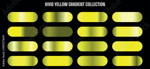 Vivid Yellow Gradient Collection Vector Set of 16 Horizontal Swatches for Modern Design