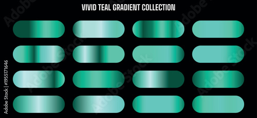 Vivid Teal Gradient Collection Vector Set for Modern Design Elements and Backgrounds