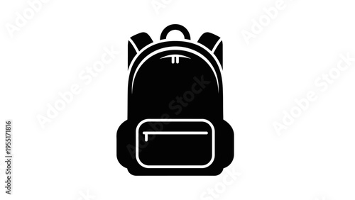 Black backpack icon on white background.