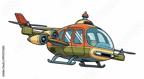Futuristic Helicopter with Unique Design and Vibrant Colors.