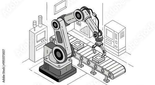 Automated Manufacturing Process with Robotic Arm.