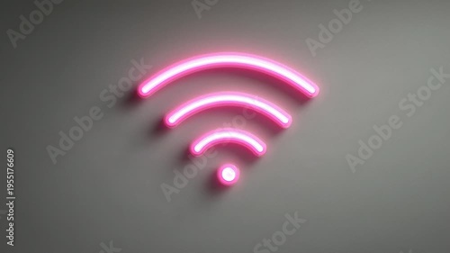 Neon wifi symbol in minimal style isolated on a light background