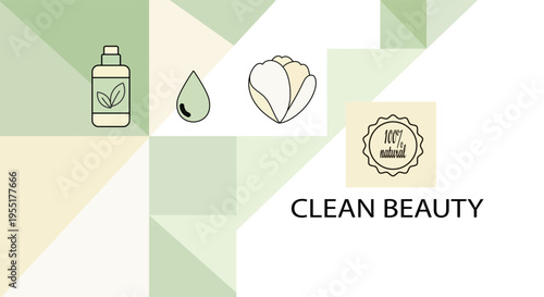 Clean beauty concept with natural ingredients and 100% natural label