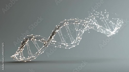 Futuristic DNA helix structure floating in a uniform light setting with a modern design and clear background