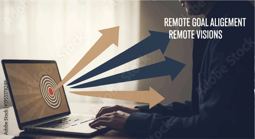 remote work goal setting laptop target vision