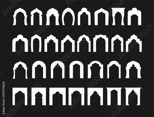 Set of 30 arches. Vector illustration.
