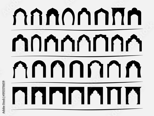 Set of 30 arches. Vector illustration.