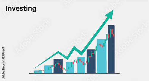 Growing investment graph with upward trend