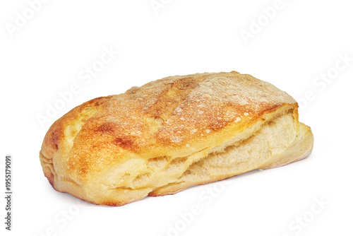 Fresh Ciabatta Bread Loaf Isolated on White Background