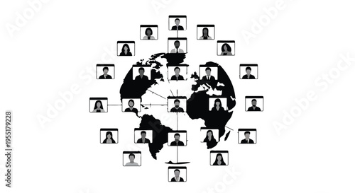 Global communication network connections around the world