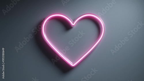 Glowing heart outline icon stands out against a uniform background with bright light effect in a simple design