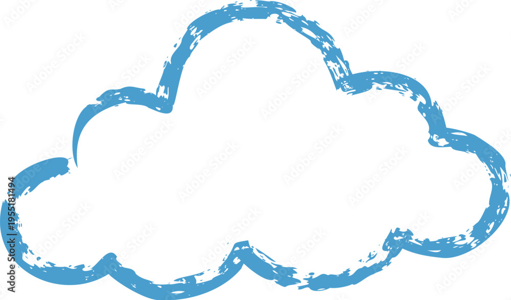 Fototapeta premium Cloud Outline Sketch Crayon Style