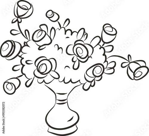 Bouquet In Vase Sketch