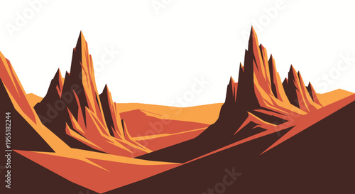 Orange and brown mountain peaks landscape.