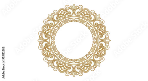 Golden ornate circular decorative frame.