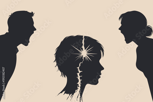 Child's Trauma in Divorce: Dysfunctional Parents Shouting, Fear, Discord & Pain