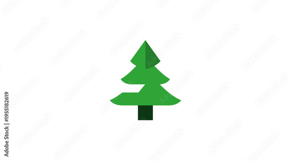 Fototapeta premium A geometric illustration of a green pine tree on a solid white background