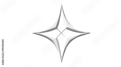 A geometric abstract star shape with a four-point design, rendered with grey gradients