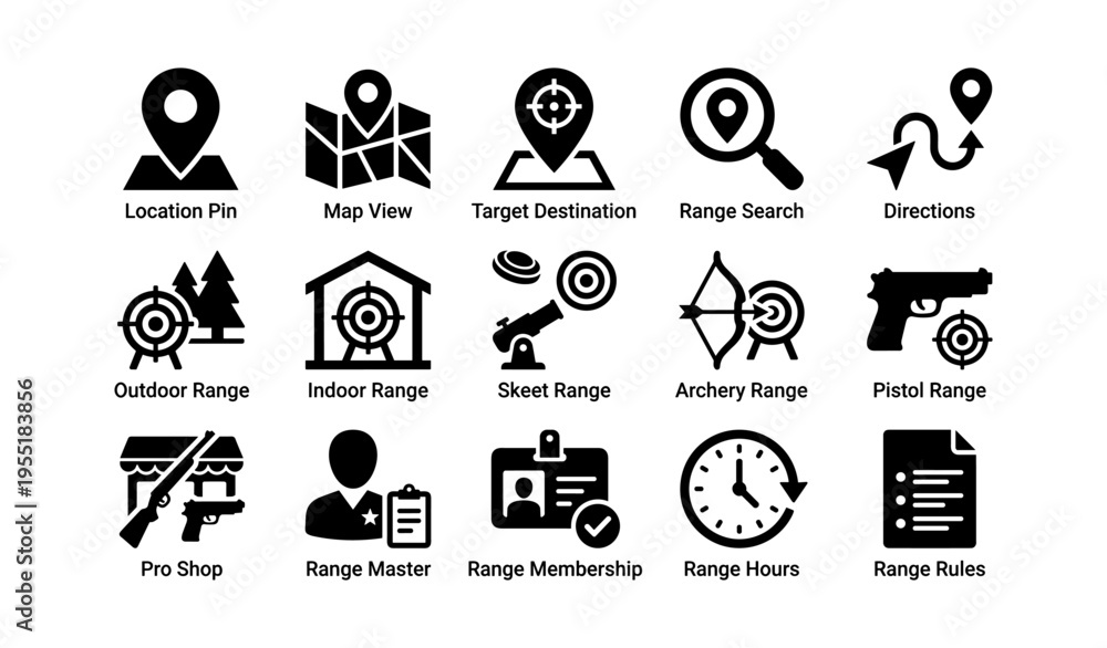 Fototapeta premium Icons representing various ranges and navigation options