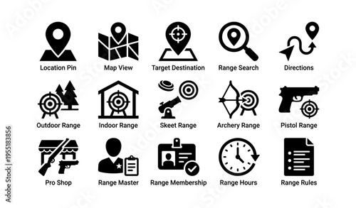 Icons representing various ranges and navigation options