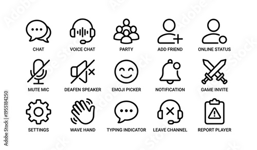 Social media icons for chat, notification, and settings in minimalist design