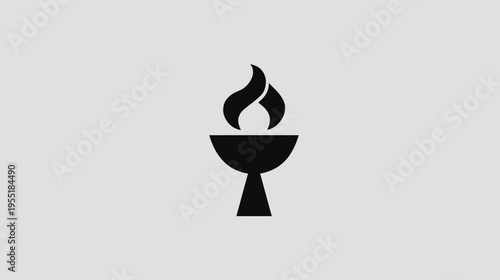 A black simplified illustration of a torch with flames on a light gray background