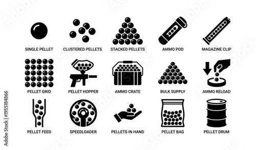 Icons of pellet and ammunition types including pellets, ammo pod, magazine clip, and speedloader