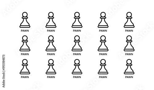 Pattern of pawn game pieces in a grid layout on a white background