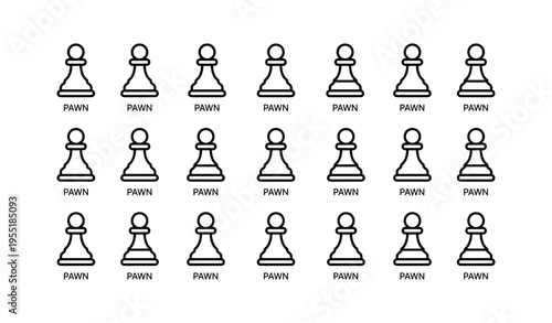 Chess pawns grid pattern - black and white icon set