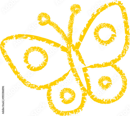 Butterfly Crayon Doodle Sketch