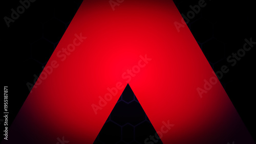 Wallpaper Mural Abstract geometric background illustration with large red glowing diagonal shapes on dark hexagonal pattern texture for technology design Torontodigital.ca