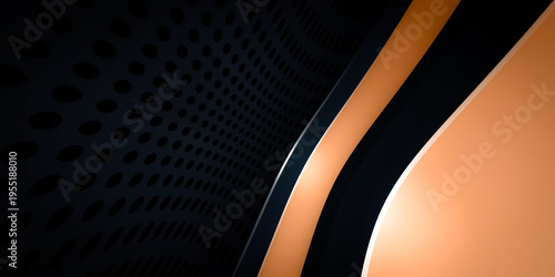 Wallpaper Mural Modern abstract background with copper curved layers and dark metallic circular dot pattern texture Torontodigital.ca