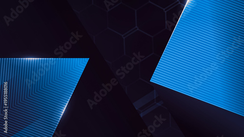 Wallpaper Mural Modern abstract background with blue geometric shapes, glowing lines and dark honeycomb pattern texture Torontodigital.ca