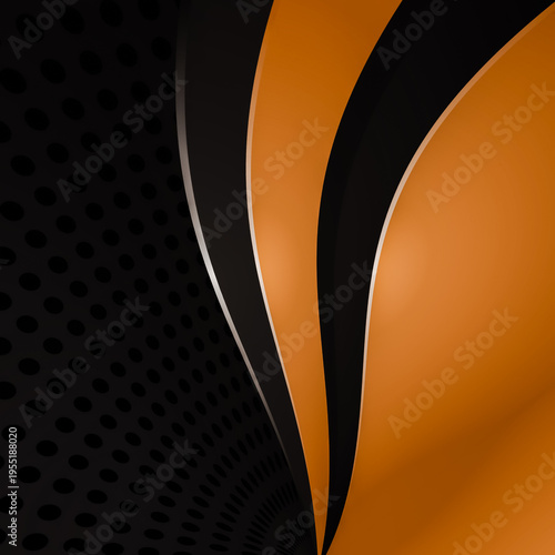 Wallpaper Mural Modern orange and black abstract background with elegant curved layers and a circular dot pattern texture Torontodigital.ca