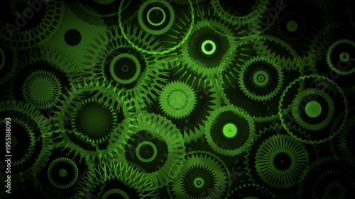 Wallpaper Mural Dark green background illustration with complex overlapping circular gears and mechanical clockwork elements for industrial design Torontodigital.ca