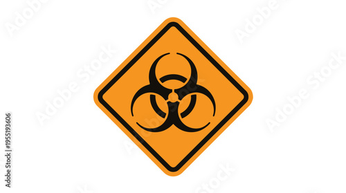 A yellow diamond warning sign with a black biohazard symbol at its center on a white background.