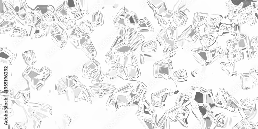 Fototapeta premium Abstract Monochromatic Geometric Shapes with a Liquid or Crystalline Appearance on a White Background