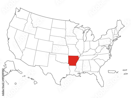 Map USA States Highlight Arkansas Outline
