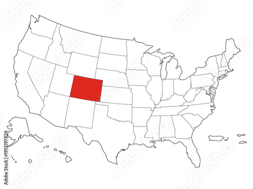Map USA States Highlight Colorado Outline