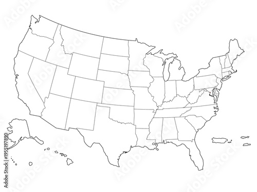 Map USA States Highlight District Columbia Outline