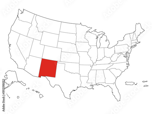 Map USA States Highlight New Mexico Outline