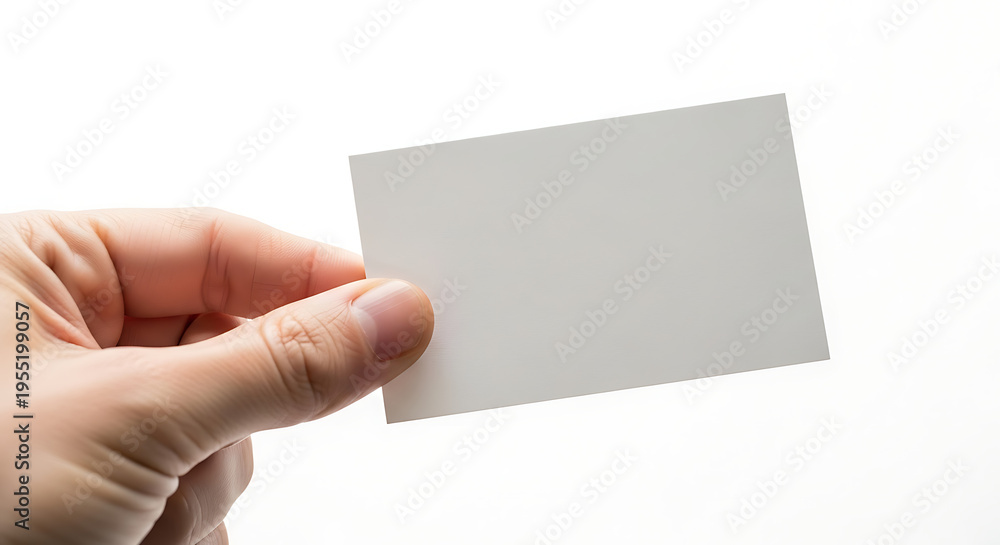 Obraz premium Hand Holding Blank Business Card - White Background.